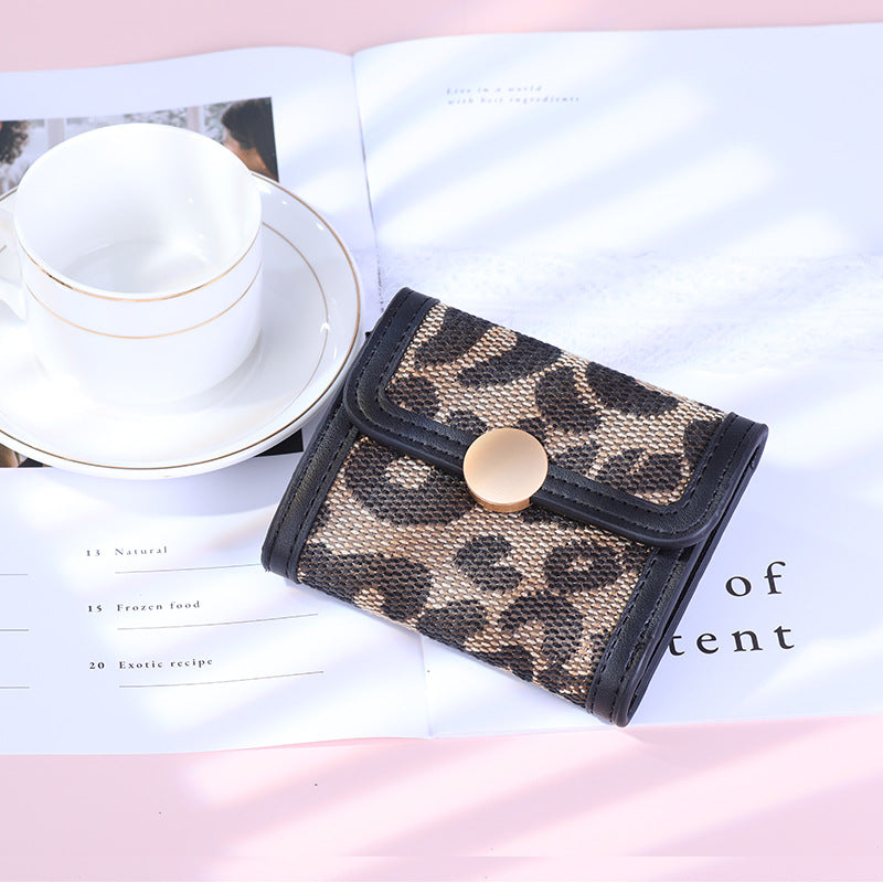 Billetera portátil corta de leopardo PU al por mayor